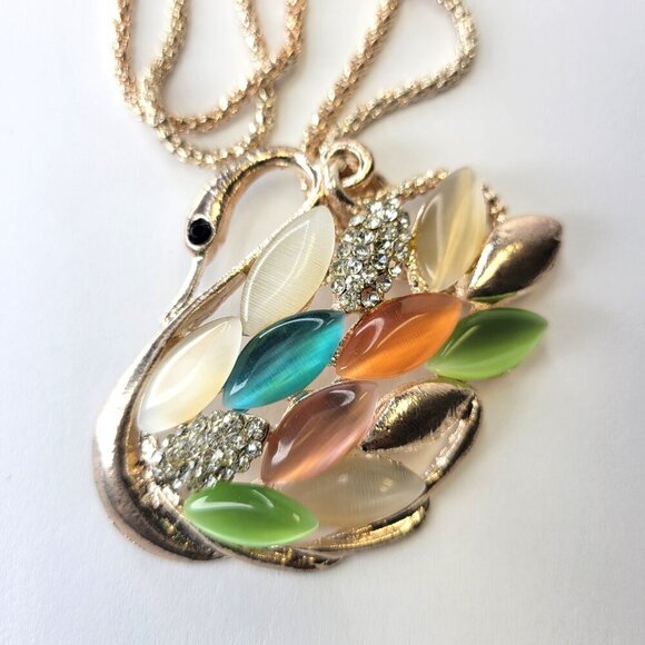 Colourful Swan Charm Pendant Necklace - Picture 3 of 8